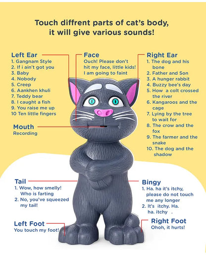 Interactive Talking Tom Cat Toy – Repeats Words, Tells Stories & Sings Songs | Fun & Educational for Toddlers | Safe, Durable & BIS Certified